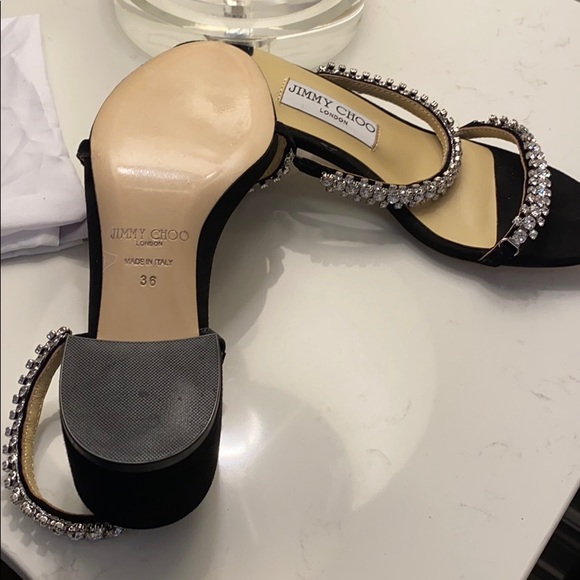 Jimmy Choo Black Suade w/ Crystal Mules - Picture 3 of 3